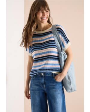 Strik m. Striber og Korte Ærmer fra Cecil - 3038432